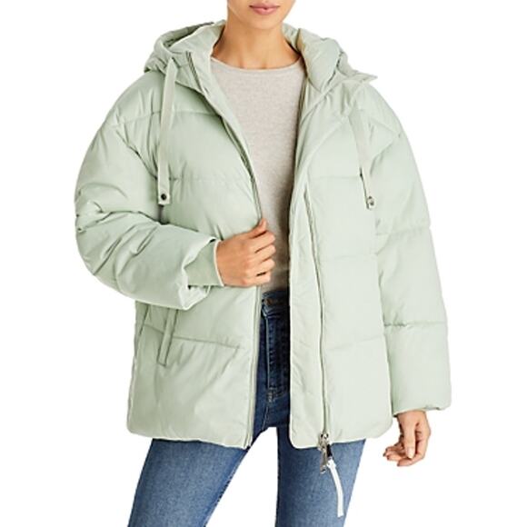 Aqua Jackets & Blazers - Aqua Hooded Puffer Coat Small‎ Celadon Size Medium